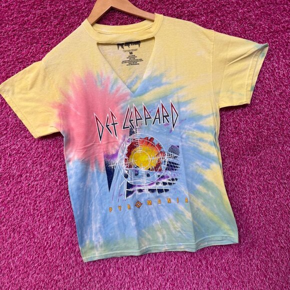 Def Leppard Pyromania Album Cover Keyhole Womens Tie Dye M - Picture 3 of 4